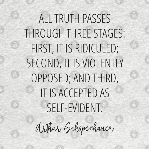 All truth passes through three stages: First, it is ridiculed; second, it is violently opposed; and third, it is accepted as self-evident by Everyday Inspiration